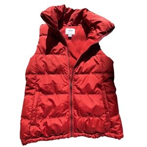 Old Navy Red Puffer Vest Fleece Lined Zip Up Collared Padded‎ Gilet Men M